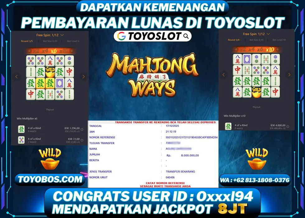 BUKTI KEMENANGAN Mahjong Ways Rp8,000,000- LUNAS